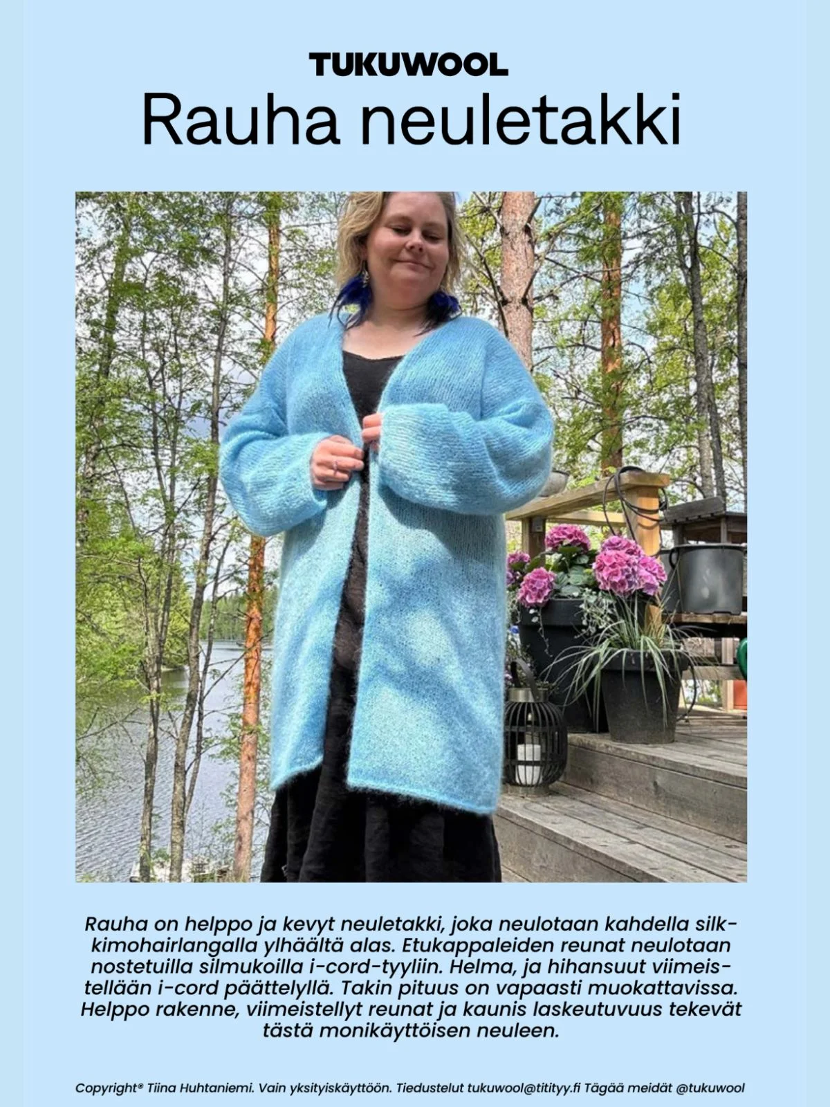Tukuwool Silk Mohair cardigan in color cloud blue