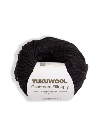 Tukuwool Cashmere Silk 4Ply 415 Black